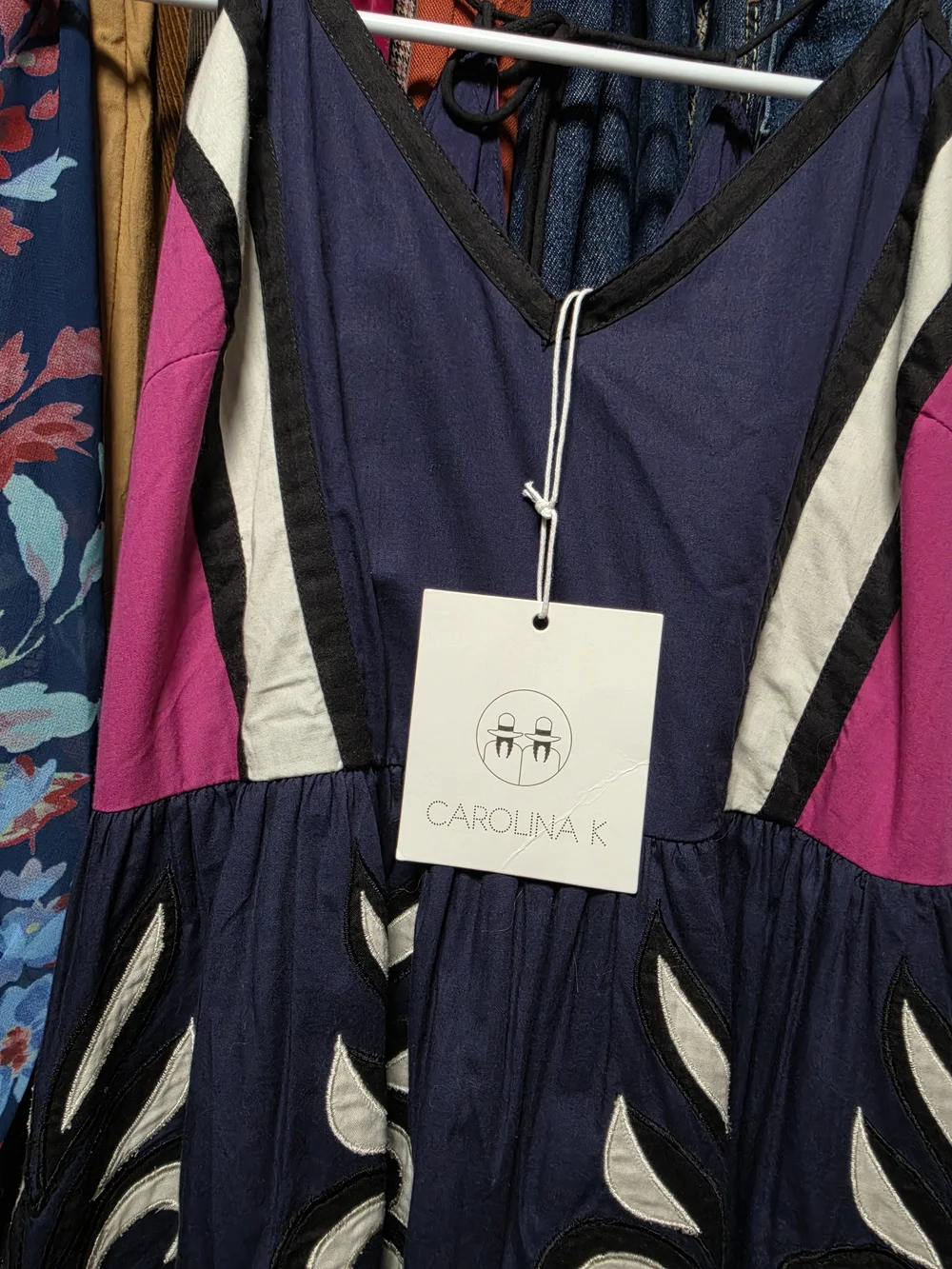 Navy & Pink Printed Spaghetti-Strap Maxi Dress - Picture 8 of 9